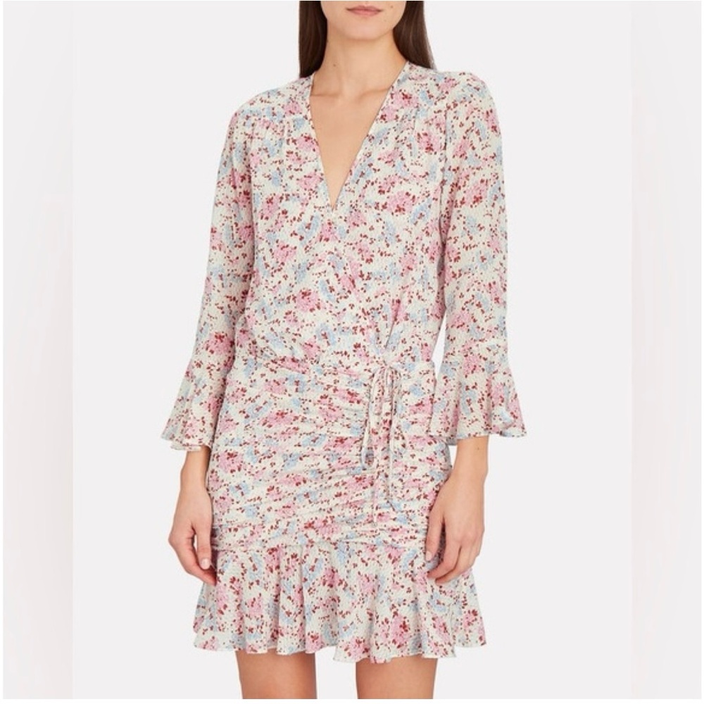 EUC Veronica Beard Sean Dress Silk Floral pink white sz 4 feminine flirty spring